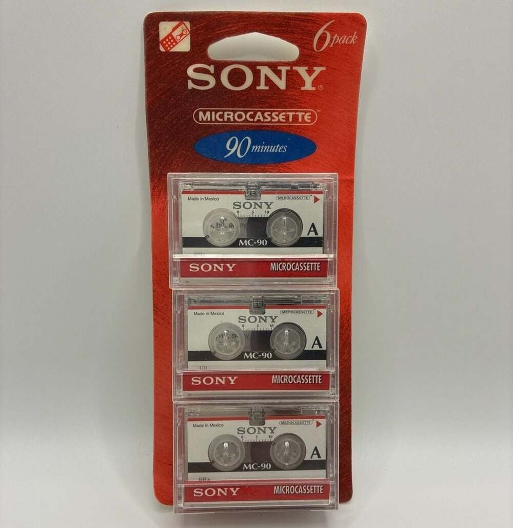 Sony MC-90 Microcassette Blank Audio Tapes 90 Minutes 3 Pack Sealed
